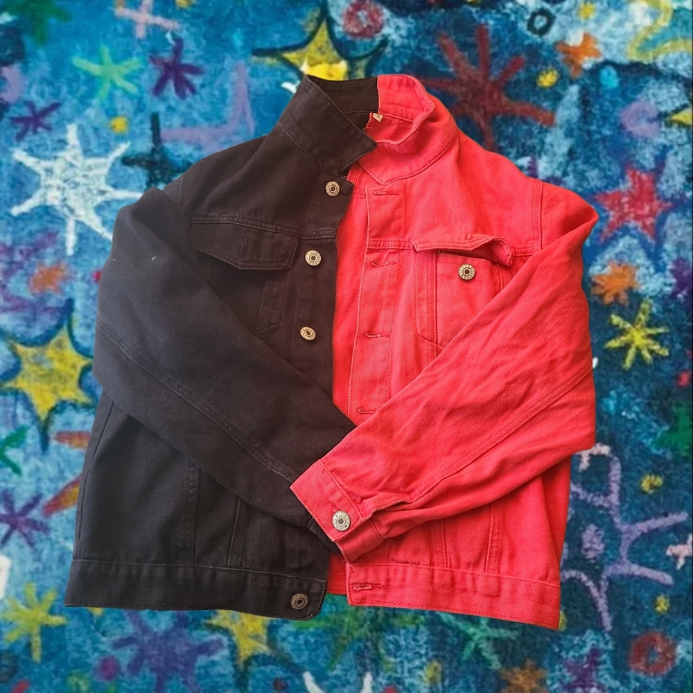 Red & Black Denim Jacket